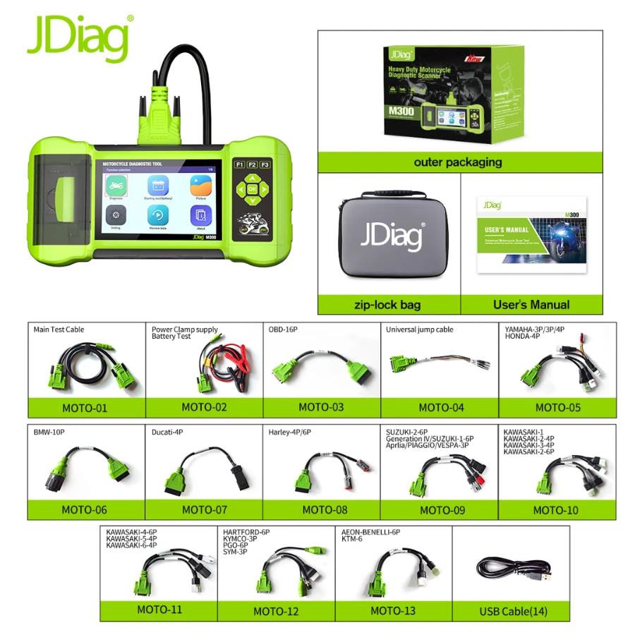 M300 OBD2 Motorcycle Diagnostic Scanner and Engine Analyzer