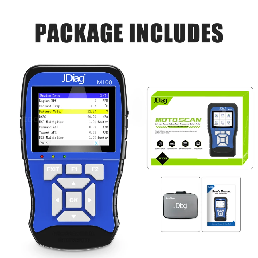 JDiag M100 Professional Handheld Moto Scanner Universal Motorcycle ECU Diagnostic Tool