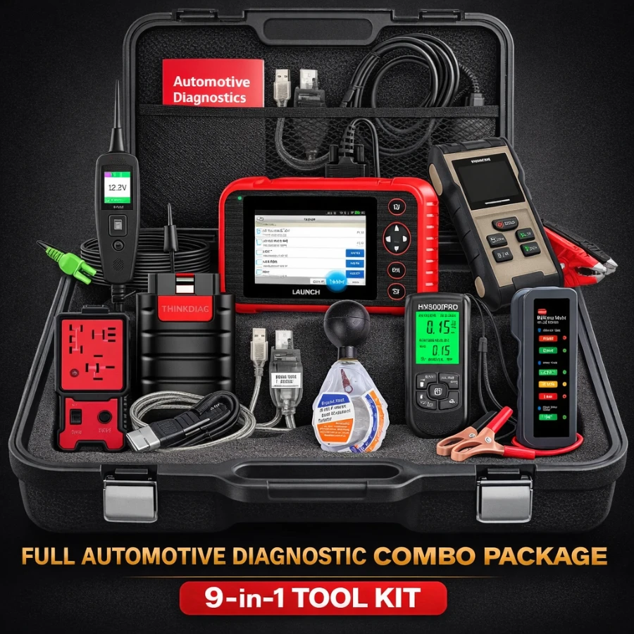 9-in-1 Master Automotive Diagnostic Combo | Launch CRP239, Thinkdiag, Battery & Paint Testers Elite Workshop Bundle