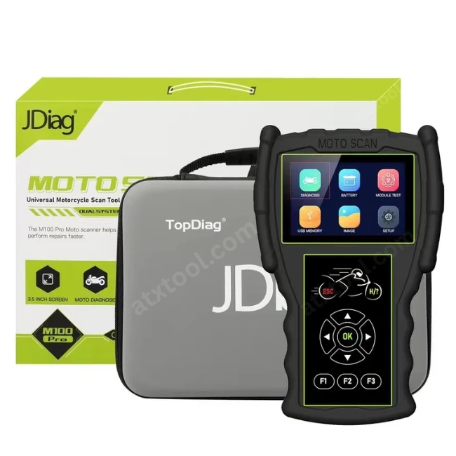Professional Motorcycle Diagnostic Scanner OBD2 Code Reader with Wireless LCD Display