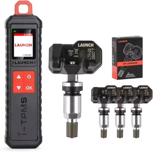 LAUNCH TPMS Kit – Includes 1× i-TPMS Service Tool + 4× LTR-03 Universal Programmable TPMS Sensors for Tire Pressure Monitoring & Sensor Activation